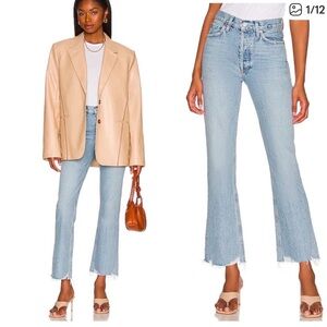 Agolde Curio Mid Rise Relaxed Boot Organic Cotton Distressed Jeans